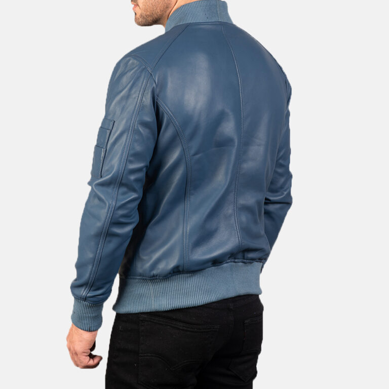 Mens Bomia Ma-1 Blue Leather Bomber Jacket7663-8-1578917030381